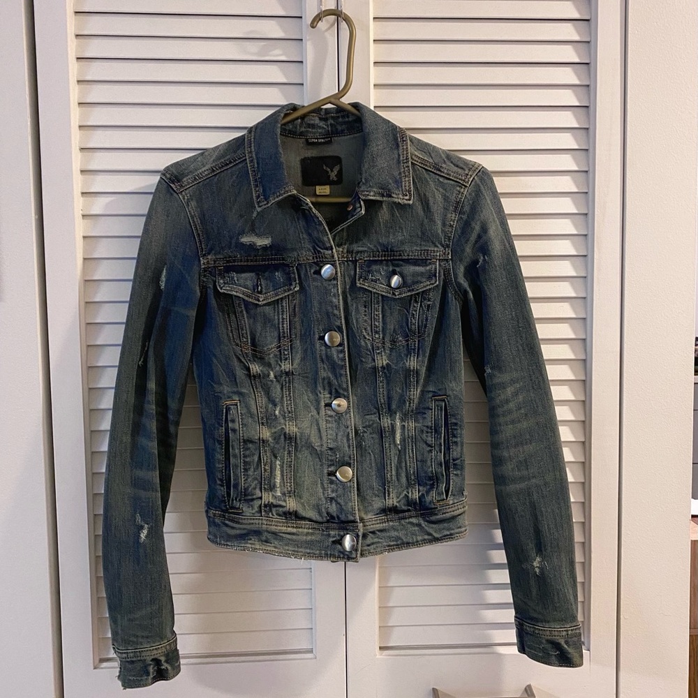 AEO Distressed Jean Jacket with Stretch